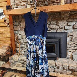 SLNY blue, sleeveless dress